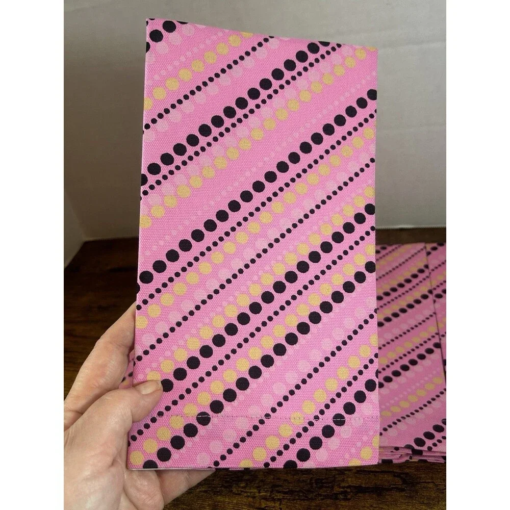 Rub-A-Dub-Dub Pink Polka Dot Cotton Dinner Napkins Set of 4 20x20 NIP Home